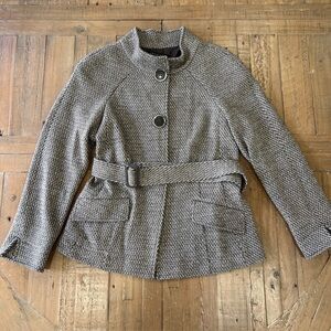 Lafayette 148 New York belted Wool jacket Women’s 4  herringbone Academia Preppy